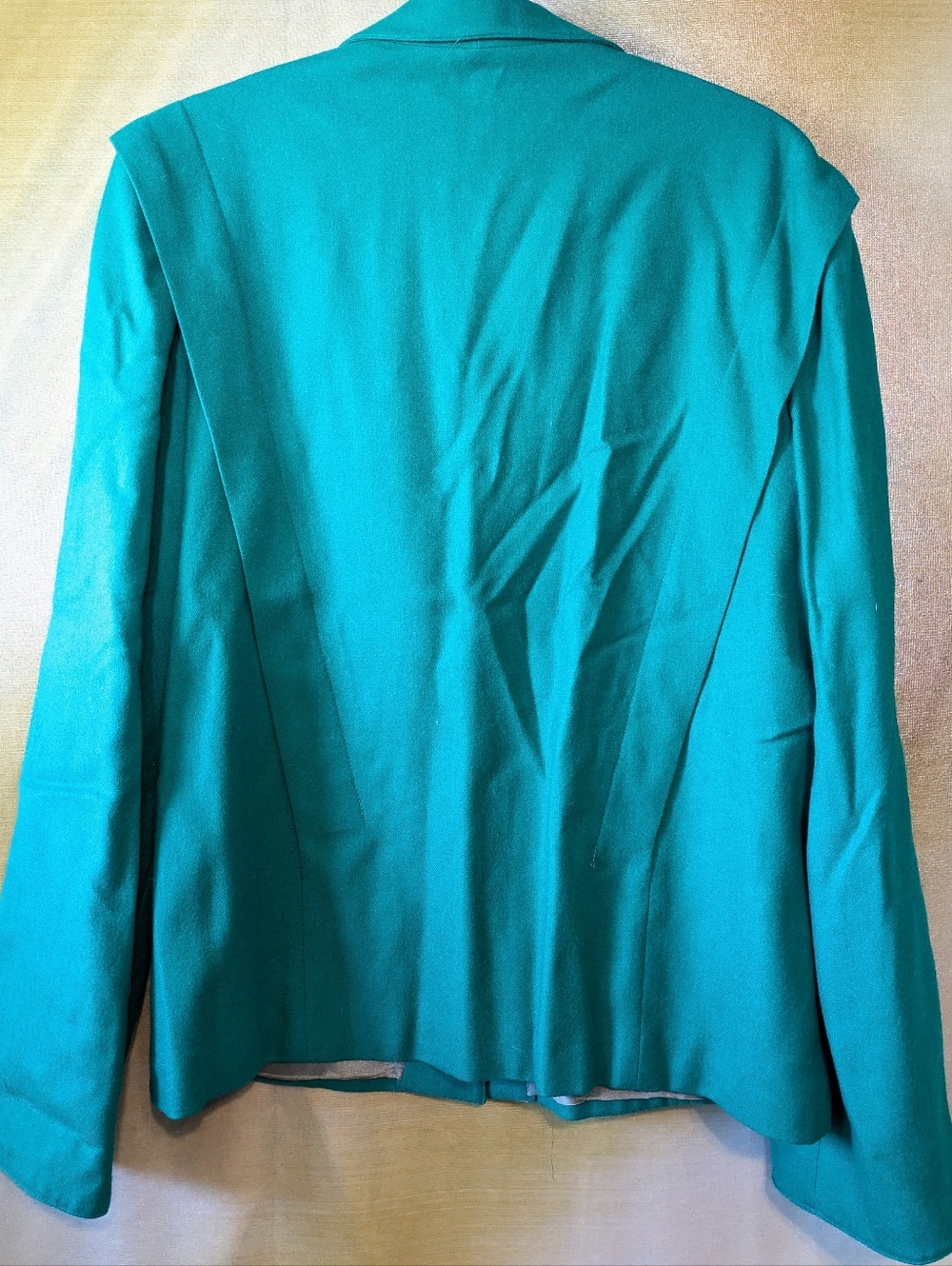 Vintage 1980 Vibrant Teal Oversized Blazer Jacket Wool Large - Picture 2 of 5